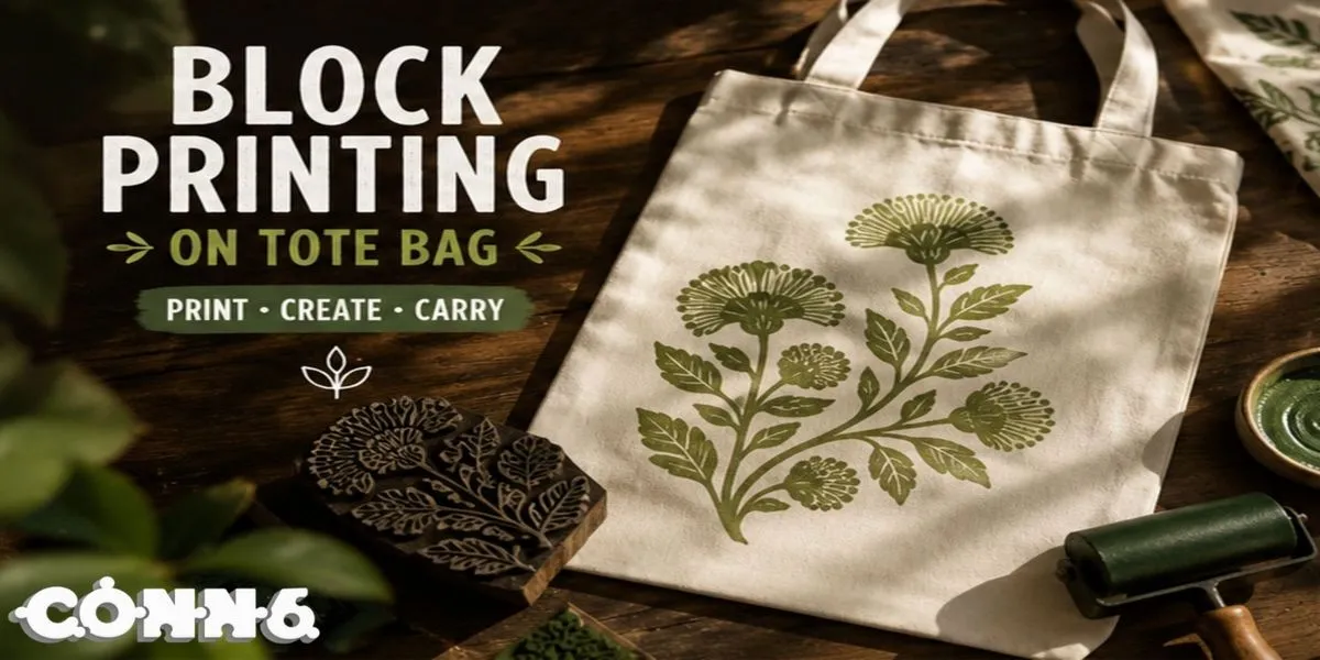 Block Printing on Tote Bag