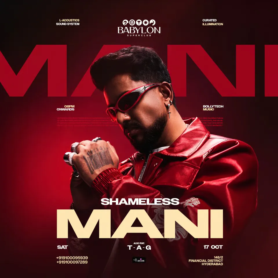 Shameless Mani at Babylon Superclub poster